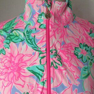 LILLY PULITZER Women's XL Pullover 1/2 Zip Luxletic Top Pink Multi Floral NEW